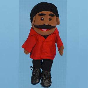 Sunny Toys GL1302B 14 In. Ethnic Dad In Red Suit- Glove Puppet