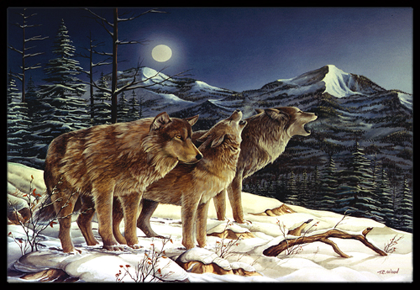 JensenDistributionServices Wolf Wolves Crying At The Moon Indoor & Outdoor Mat&#44; 24 x 36 in.