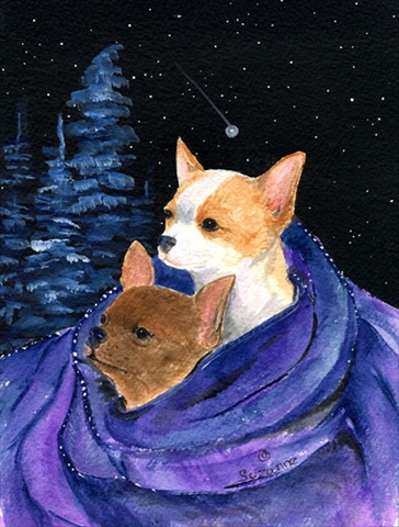 Caroline's Treasures SS8513CHF Starry Night Chihuahua Canvas Flag - House Size- 28 x 40 in.