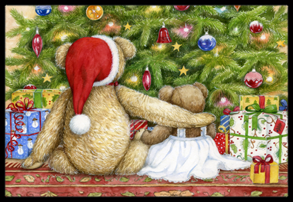 Caroline's Treasures CDCO0415JMAT Christmas Teddy Bears with Tree Indoor or Outdoor Mat- 24 x 36