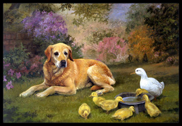 Caroline's Treasures HEH0096JMAT Yellow Labrador & Chicks Indoor or Outdoor Mat- 24 x 36
