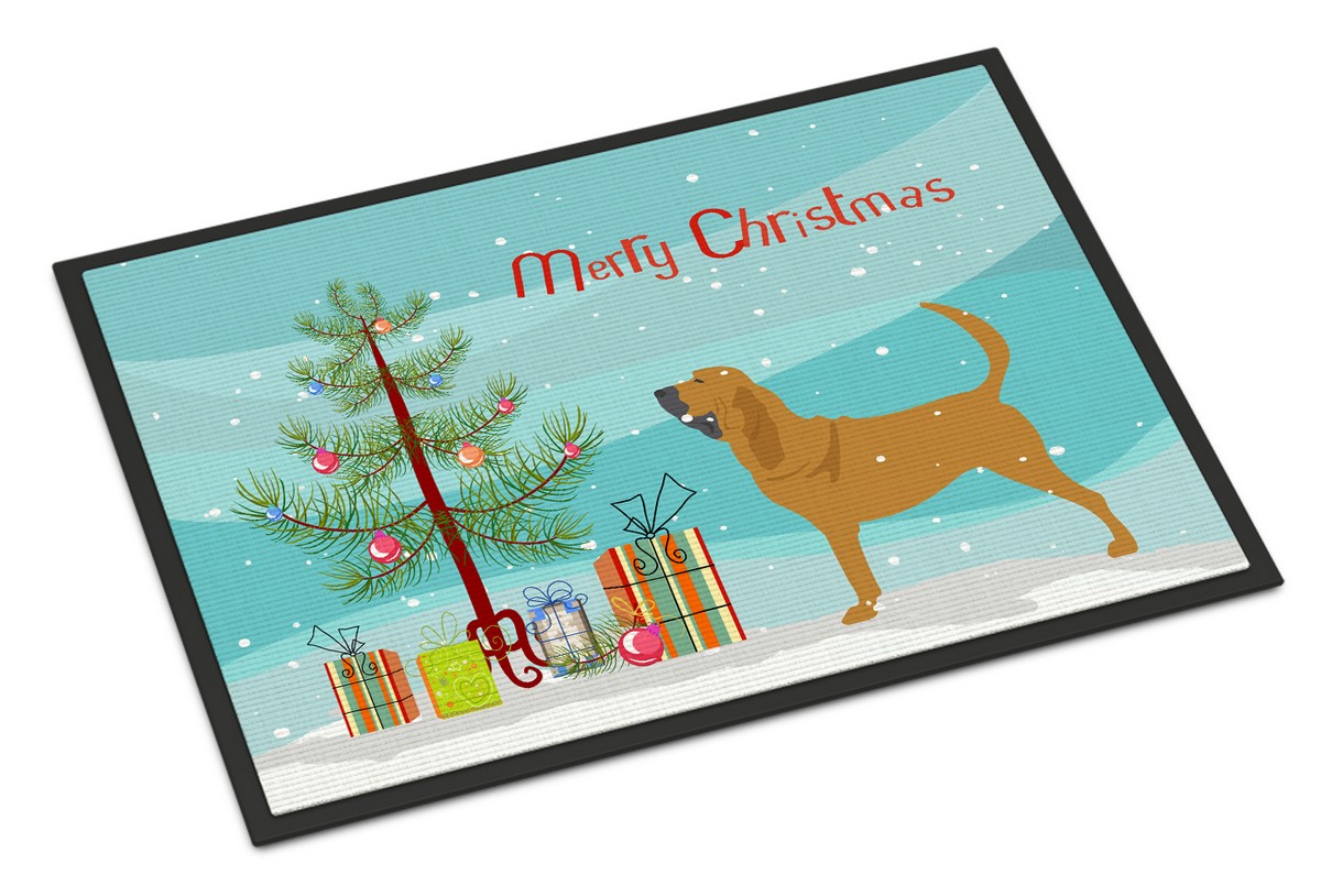 Caroline's Treasures BB2902MAT Bloodhound Merry Christmas Tree Indoor or Outdoor Mat 18x27