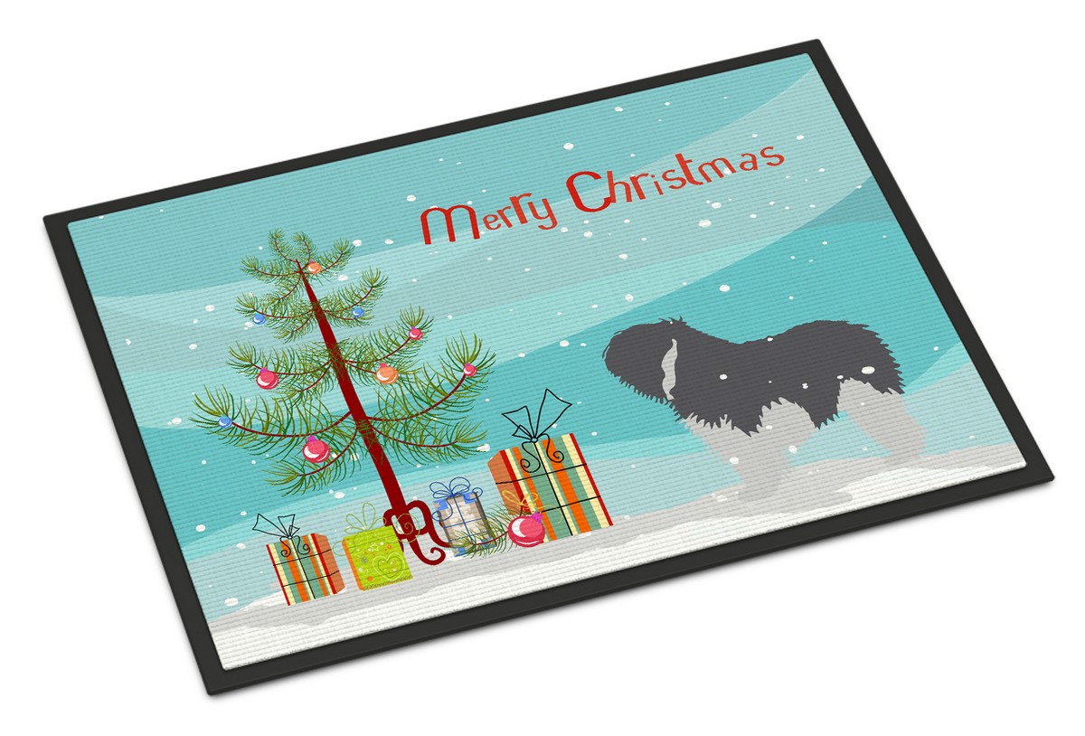 Caroline's Treasures BB2950MAT Polish Lowland Sheepdog Dog Merry Christmas Tree Indoor or Outdoor Mat, 18 x 27