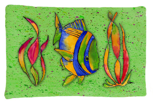 Caroline's Treasures 8568PILLOWCASE 20.5 x 30 in. Tropical Fish on Green Moisture Wicking Fabric Standard Pillow Case
