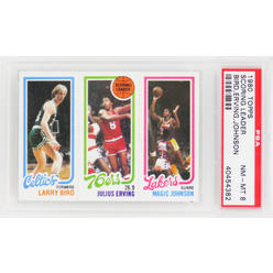 Schwartz Sports Memorabilia PS2BJ80T5 Larry Bird&#44; Magic Johnson & Julius Erving 1980 Topps Scoring Leader RC Card - PSA 8 NM-MT - E
