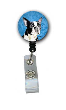 Caroline's Treasures SC9140BU-BR Boston Terrier Retractable Badge Reel Or Id Holder With Clip