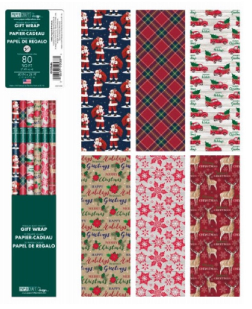 IG Design Group Americas 274741 40 x 24 in. 80 sq. ft. Traditional Christmas Wrap, Pack of 36