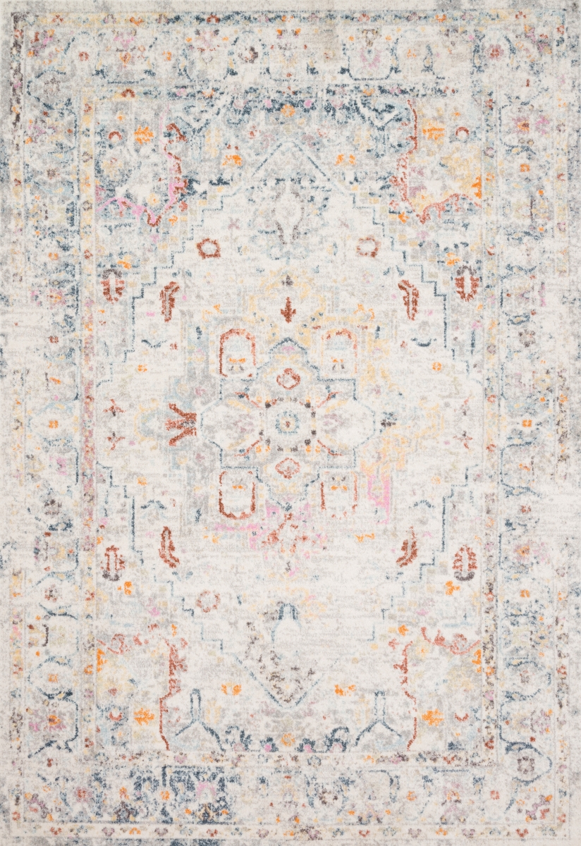 Loloi CLARCLA-04LCML5377 5 ft.-3 in. x 7 ft.-7 in. Clara Power Loomed Transitional Rectangle Rug&#44; Lt Grey & Multi Color