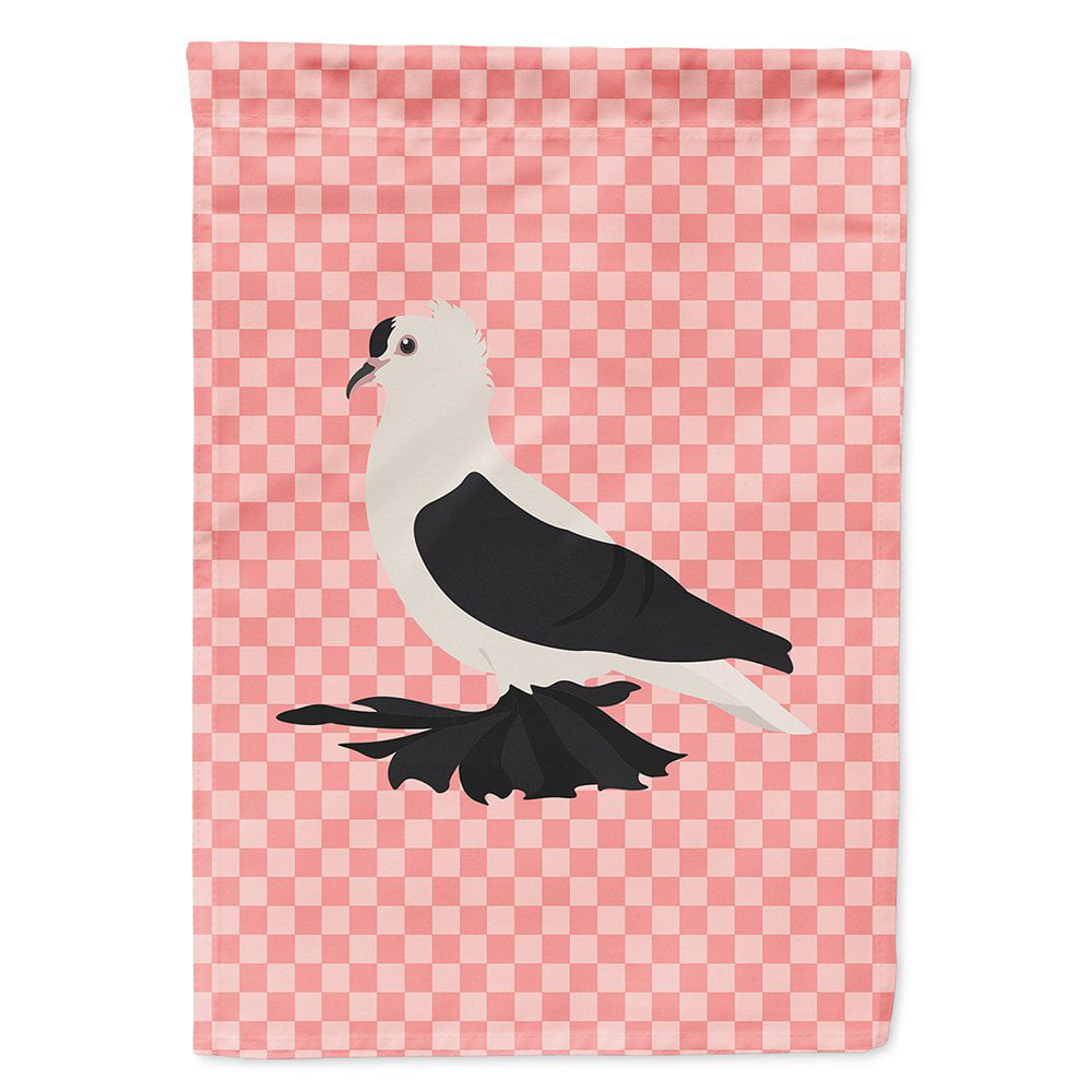 Caroline's Treasures BB7946CHF Saxon Fairy Swallow Pigeon Pink Check Canvas House Flag