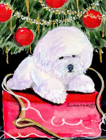 Caroline's Treasures SS8957CHF 28 x 40 In. Christmas Tree With Bichon Frise Flag Canvas- House Size