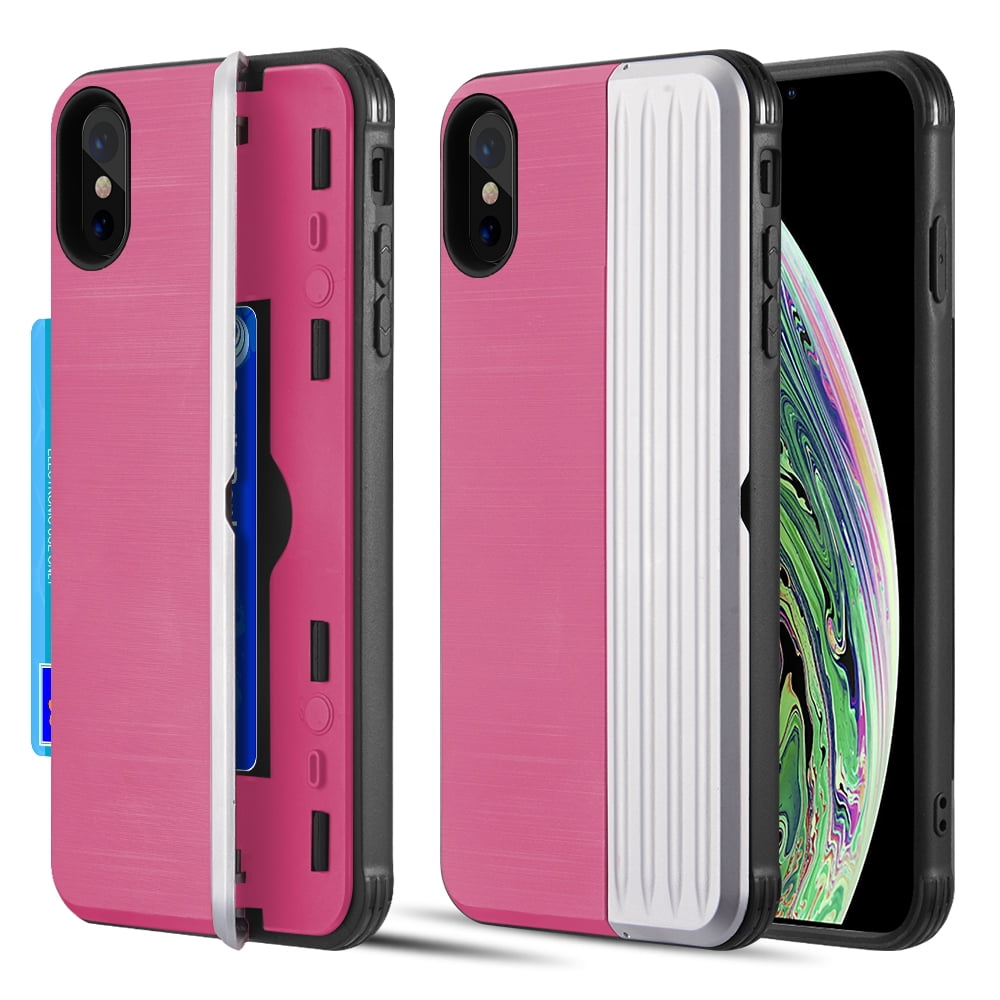 Dream Wireless TCAIPXSM-KARD-PKSL The Kard Dual Hybrid Case with Card Slot & Magnetic Closure for iPhone XS Max - Pink & Silver