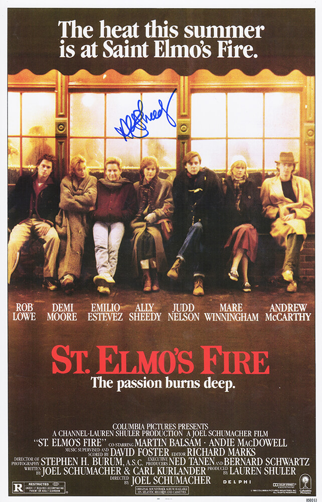 Schwartz Sports Memorabilia SHEPST520 11 x 17 in. Ally Sheedy Signed St Elmos Fire Movie Poster
