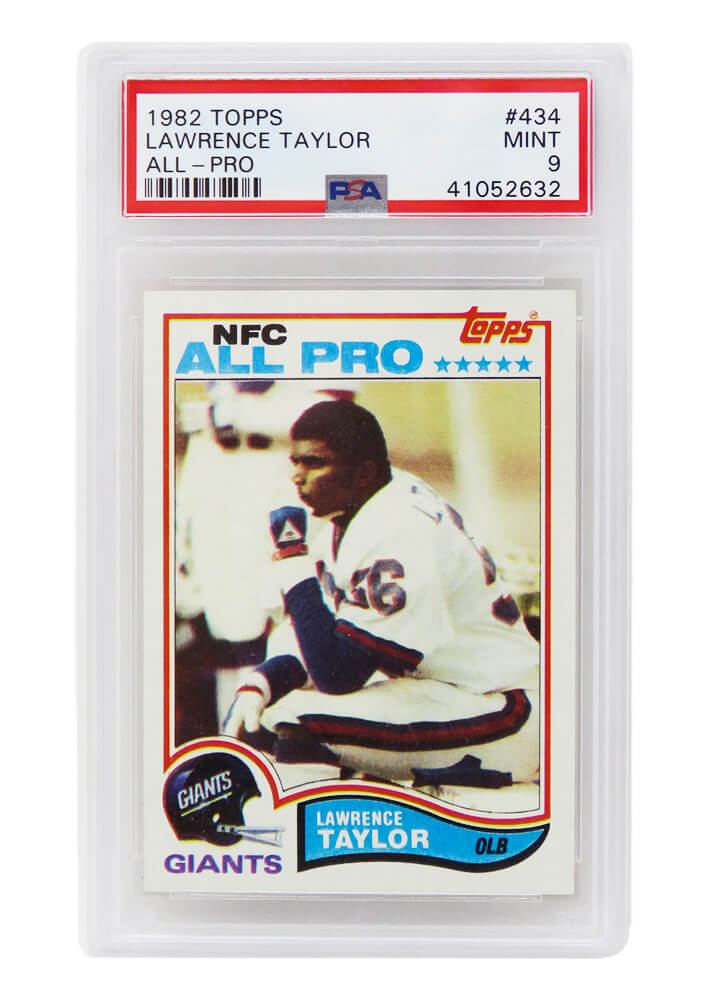 Schwartz Sports Memorabilia PS3LT82A9 Lawrence Taylor New York Giants 1982 Topps Football No.434 RC Rookie Card - PSA 9 Mint A