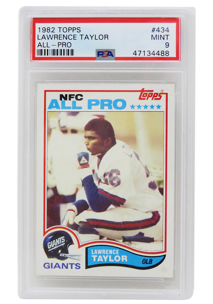 Schwartz Sports Memorabilia PS3LT82C9 Lawrence Taylor New York Giants 1982 Topps Football No.434 RC Rookie Card - PSA 9 Mint C