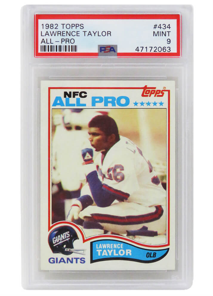Schwartz Sports Memorabilia PS3LT82D9 Lawrence Taylor New York Giants 1982 Topps Football No.434 RC Rookie Card - PSA 9 MINT D