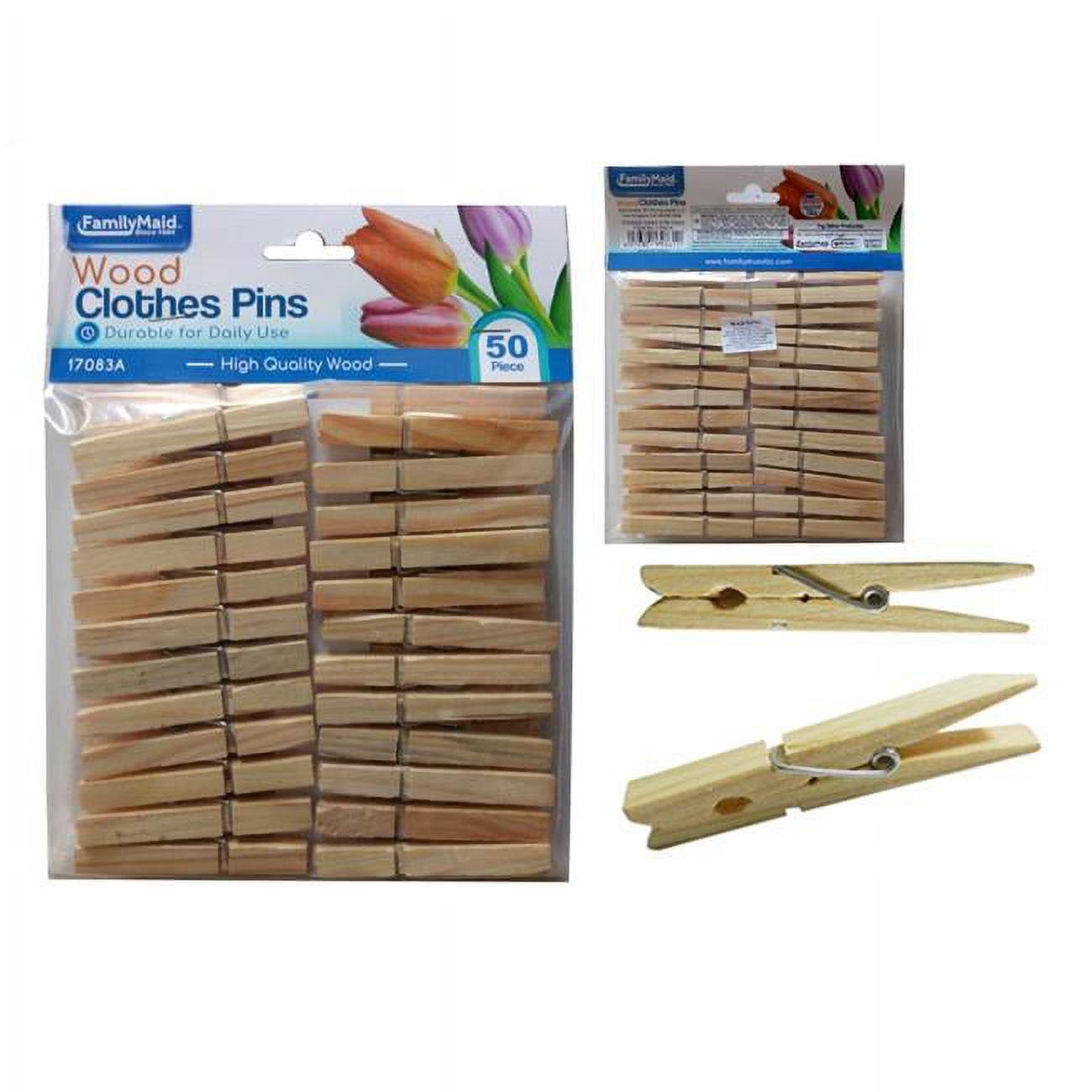 Family Maid 17083A Wooden Pe Plus Header Cloth Peg - 50 Piece - Pack of 72