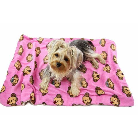 Klippo Pet KBLNK055 Silly Monkey Ultra-Plush Blanket- Pink - One Size