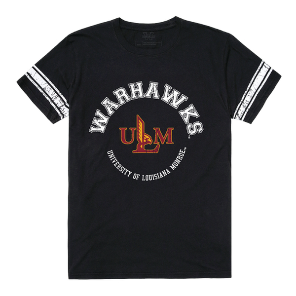W Republic 504-331-BLK-03 University of Louisiana Monroe Men Football T-Shirt&#44; Black & White - Large
