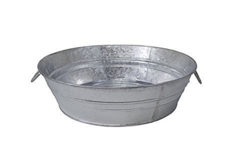 DenDesigns 3 gal Hot Dipped Steel Low Flat Tub, Silver
