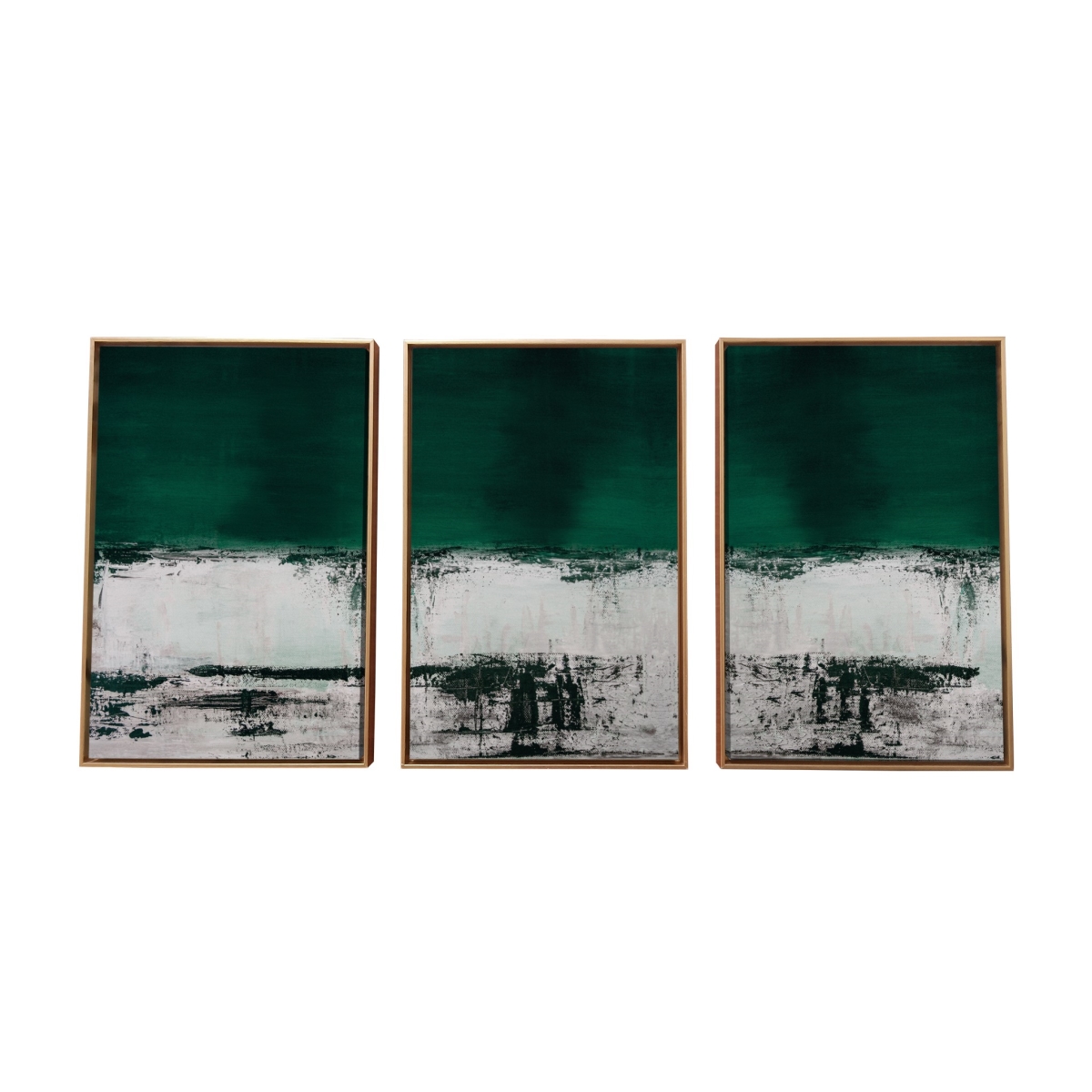 HomeRoots Home Decor Three Piece Deep Green Black and White Abstract Canvas Wall Art