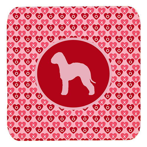 Caroline's Treasures SDK1013-A-FC Bedlington Terrier Valentine Hearts Foam Coasters - Set 4- 3.5 x 3.5 In.