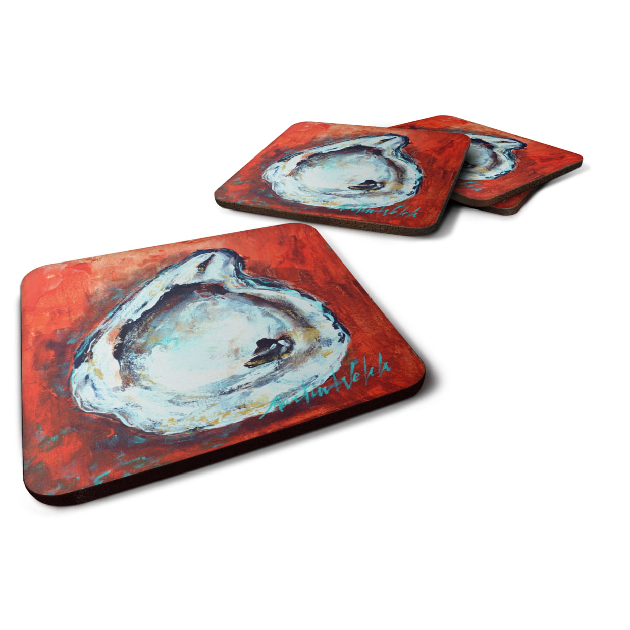 Caroline's Treasures MW1321FC Char Broiled Oyster Foam Coasters - Set of 4