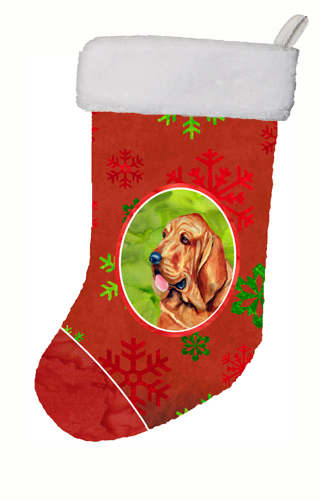 Caroline's Treasures LH9331-CS 11 x 18 in. Bloodhound Red And Green Snowflakes Holiday Christmas Christmas Stocking
