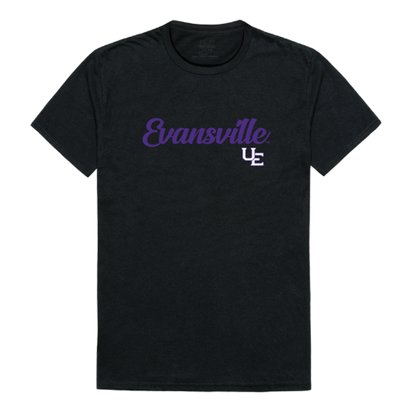 W Republic Products 554-424-BLK-03 University of Evansville Script T-Shirt&#44; Black - Large
