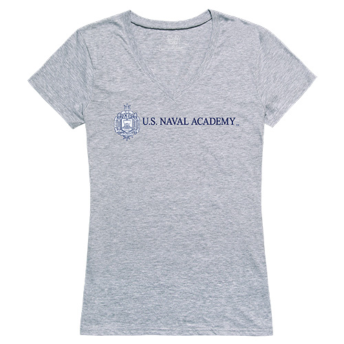 W Republic Apparel 520-136-H08-05 United States Naval Academy Women Seal Tee Shirt - Heather Grey&#44; 2X