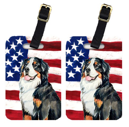 Caroline's Treasures LH9003BT Pair Of USA American Flag With Bernese Mountain Dog Luggage Tags