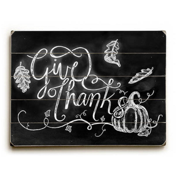 One Bella Casa 0009-7313-38 12 x 16 in. Give Thanks Planked Wood Wall Decor by Robin Frost