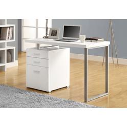 HomeRoots 23.75" x 47.25" x 30", White Silver Particle Board Hollow Core Metal  Computer Desk
