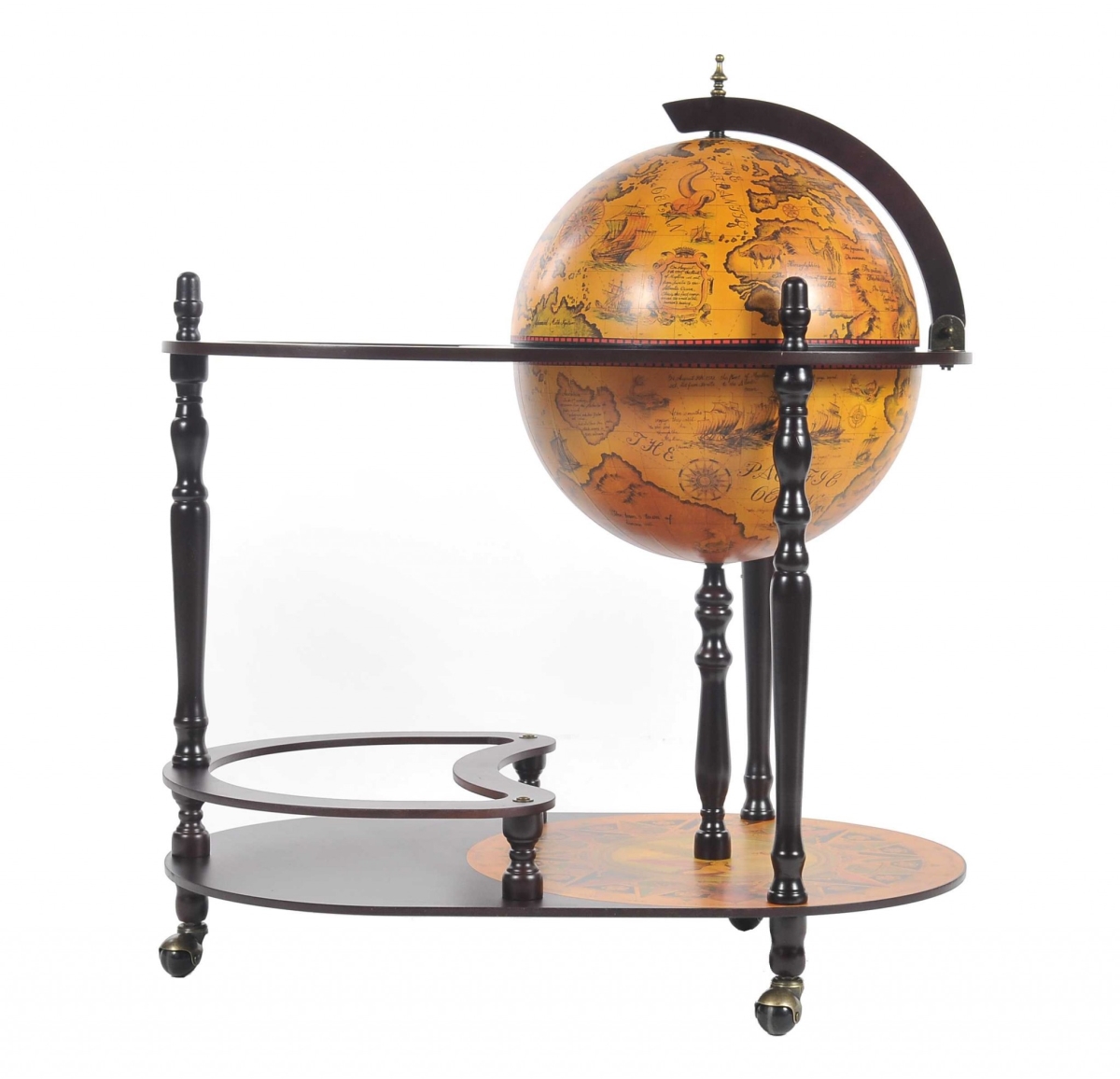 HomeRoots 364353 Red Globe Drink Trolley - 20 x 32 x 36 in.