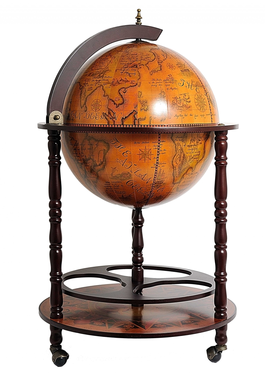 HomeRoots 364350 Multi Color Globe Drink Cabinet - 22 x 22 x 37 in.