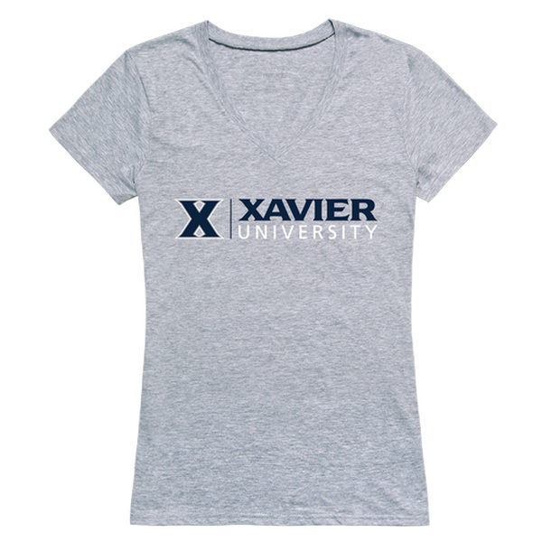 W Republic 520-417-H08-04 Xavier University Women Seal Short Sleeve T-Shirt&#44; Heather Grey - Extra Large