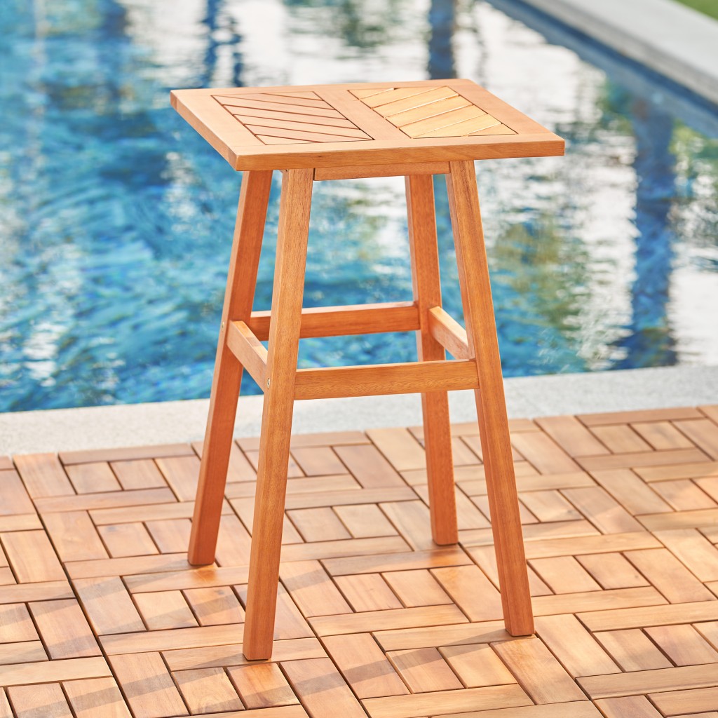 HomeRoots 390016 29 x 18 x 18 in. Natural Wood Tall Patio Side Table