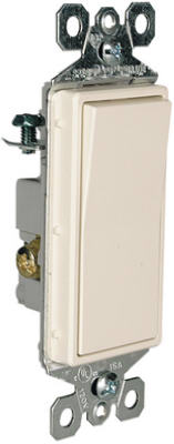 Pass & Seymour TM873LACC10 3 Way Decorator Switch- 15A- Light Almond