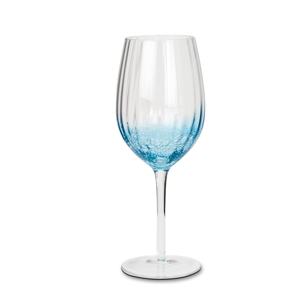 Abbott Collection AB-27-CASCADE-RED 9.5 in. Optic Bubble Red Wine Glass&#44; Blue & Clear