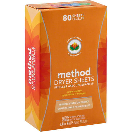 Method Home Method Products 1836071 Ginger Mango Dryer Sheets &amp; 80 Count
