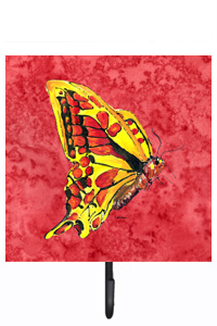 Caroline's Treasures 8862SH4 4.25 W x 7 H in. Butterfly on Red Leash Or Key Holder