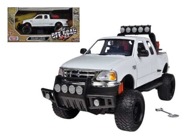 Play4Hours 2001 Ford F-150 XLT Flareside Supercab Pickup Truck Off Road White 1-24 Diecast Model