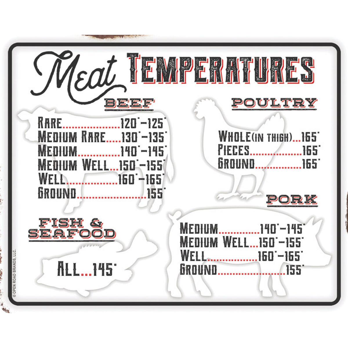 Open Road Brands 9730565 Meat Temperature Magnet Tin - 8 per Pack