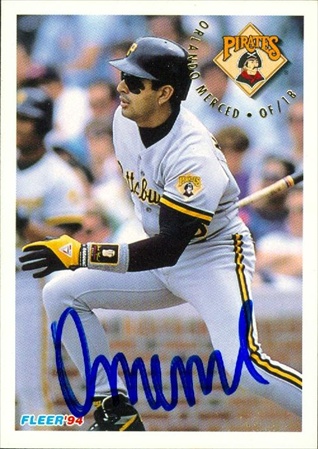 Autograph Warehouse 46854 Orlando Merced Autographed Baseball Card Pittsburgh Pirates 1994 Fleer No .614