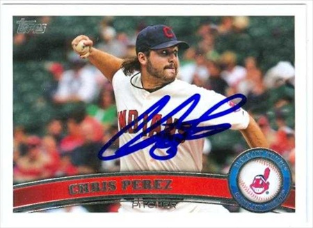 Autograph Warehouse 47267 Chris Perez Autographed Baseball Card Cleveland Indians 2011 Topps No .159
