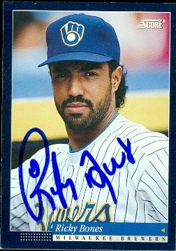Autograph Warehouse 47659 Ricky Bones Autographed Baseball Card Milwaukee Brewers 1994 Score No .236
