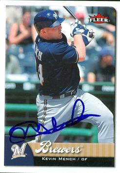 Autograph Warehouse 47839 Kevin Mench Autographed Baseball Card Milwaukee Brewers 2007 Fleer No .155
