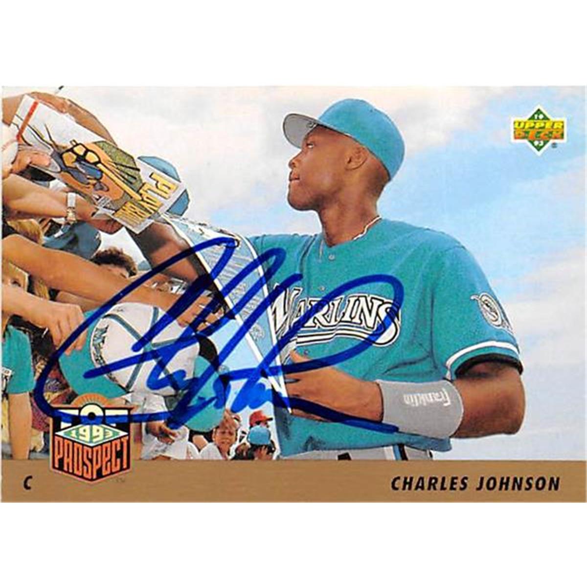 Autograph Warehouse 421431 Charles Johnson Autographed Baseball Card Florida Marlins 1993 Upper Deck No.435