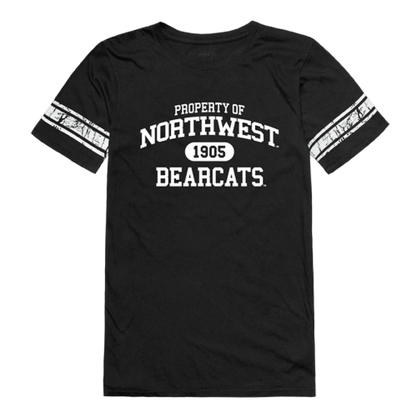 W Republic 533-440-BLK-02 Northwest Missouri State University Women Property Football Short Sleeve T-Shirt&#44; Black & White - Medium