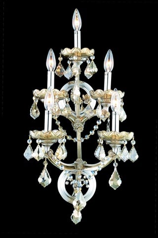 Elegant Furniture & Lighting Elegant Lighting 2800W5GT-GT-RC 12 W x 25 H in. Maria Theresa Collection Wall Sconce - Royal Cut- Golden Teak Finish