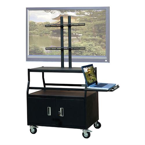 VTI   Manufacturing FPCAB4420E 55 in. Wide body cabinet cart, FP TV w pull out shelf